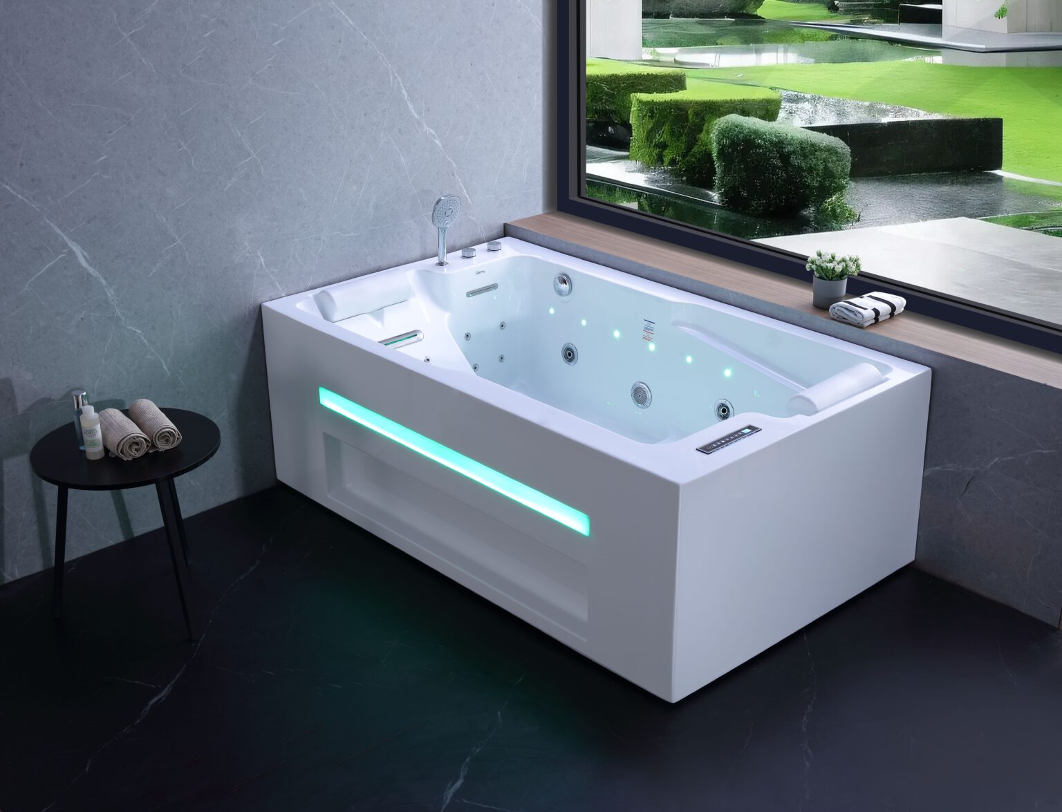 Bồn tắm massage đôi Gemy G9588 cảm ứng ẩn 2 thác LED