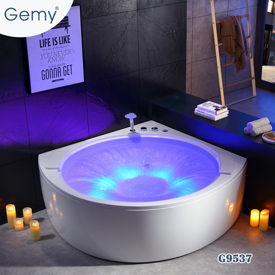 Bồn tắm massage góc tròn Gemy G9537 thác nước vòng tròn