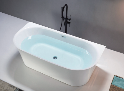 Bồn tắm freestanding oval tối giản GEMY G9858 thành tròn viền vuông