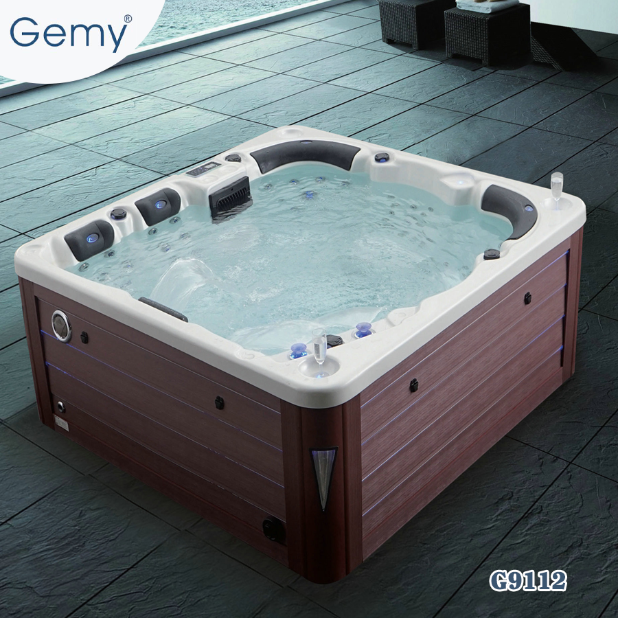 Bồn spa vuông GEMY G9112 sục thủy lực khí lắp đặt độc lập ngoài trời