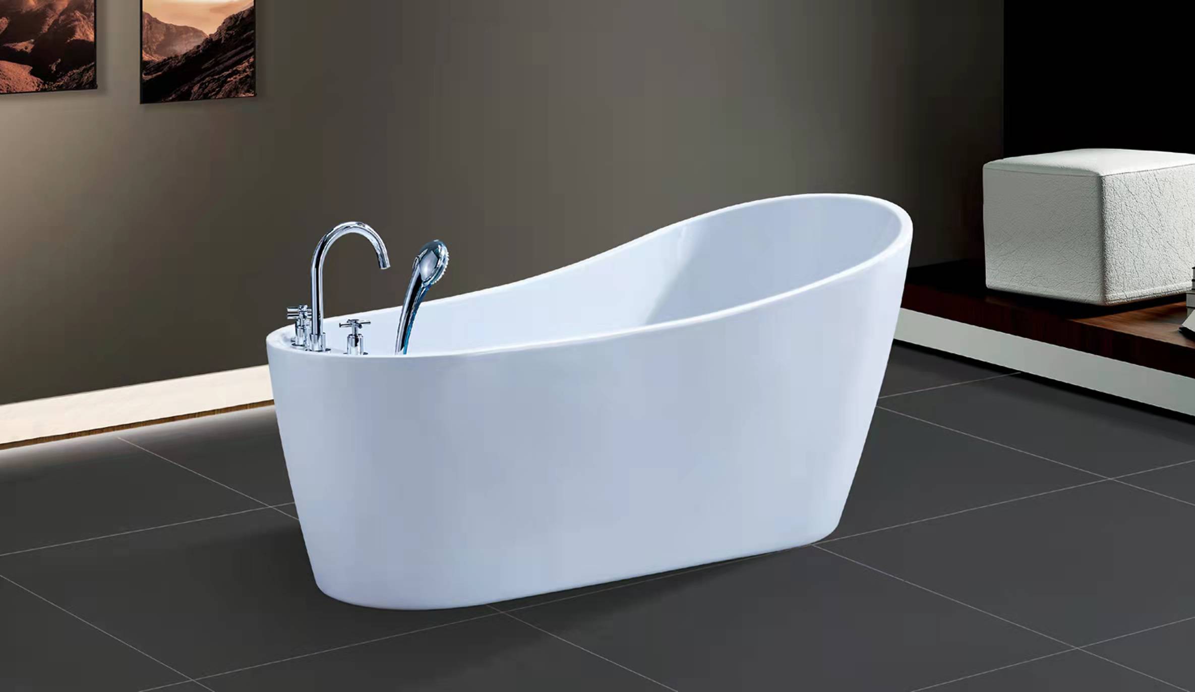 Bồn tắm oval cong mềm mại 4 kích thước GEMY G9557
