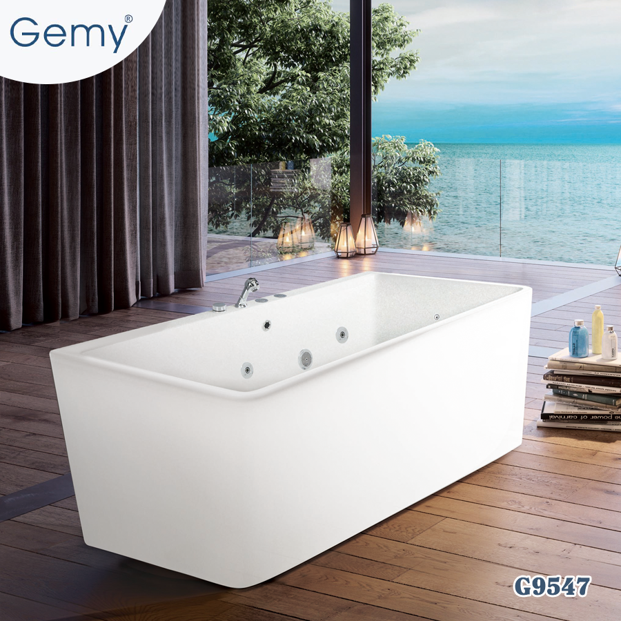 Bồn tắm sủi khí LED hình thang 3 kích thước GEMY G9547