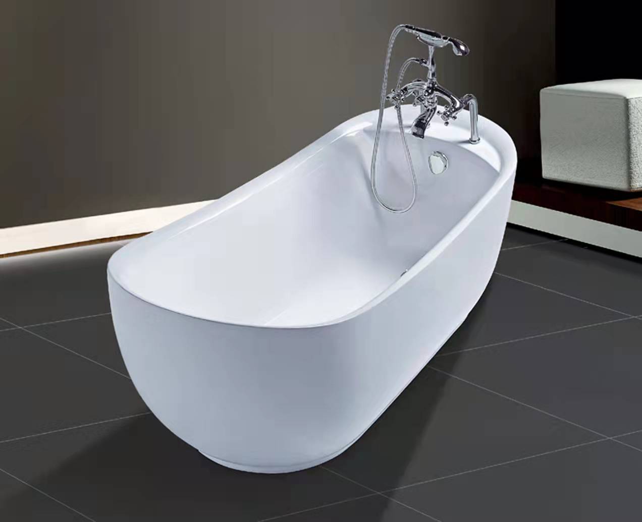 Bồn tắm oval cong mềm rộng lớn 4 kích thước GEMY G9556