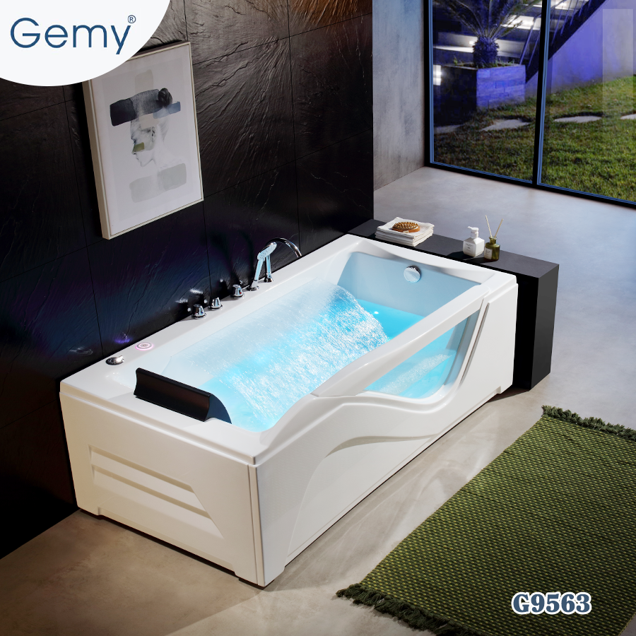 Kích thước bồn tắm massage chữ nhật 1500x750mm lắp trong phòng tắm nhà phố 6m²