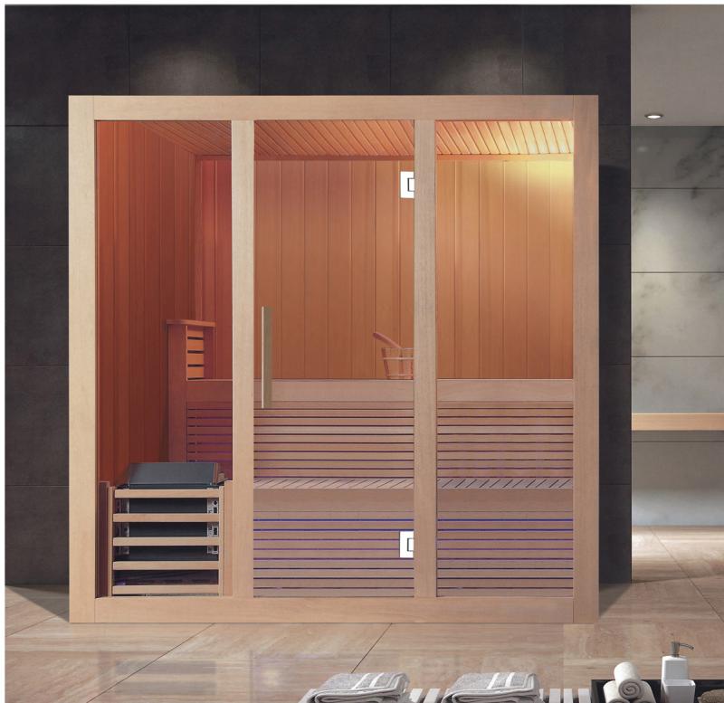 Phòng sauna hồng ngoại lớn TDO T-8018 gỗ Hemlock 3 kích thước