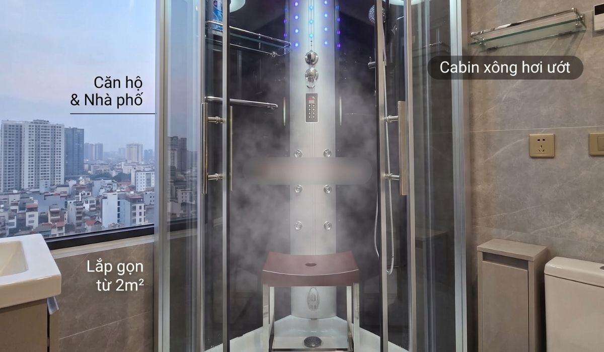 Chi phí xông hơi cabin steam ướt kính cường lực lắp trong phòng tắm nhà phố