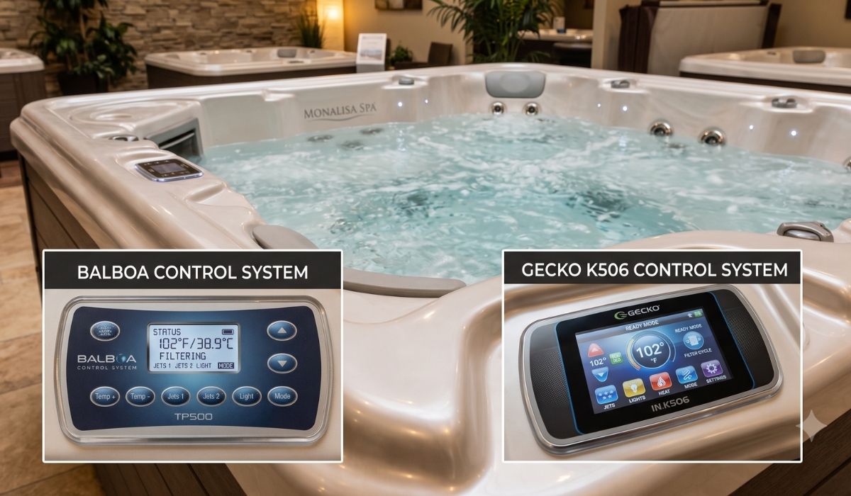 So sánh bảng điều khiển Balboa và Gecko trên bồn spa Monalisa